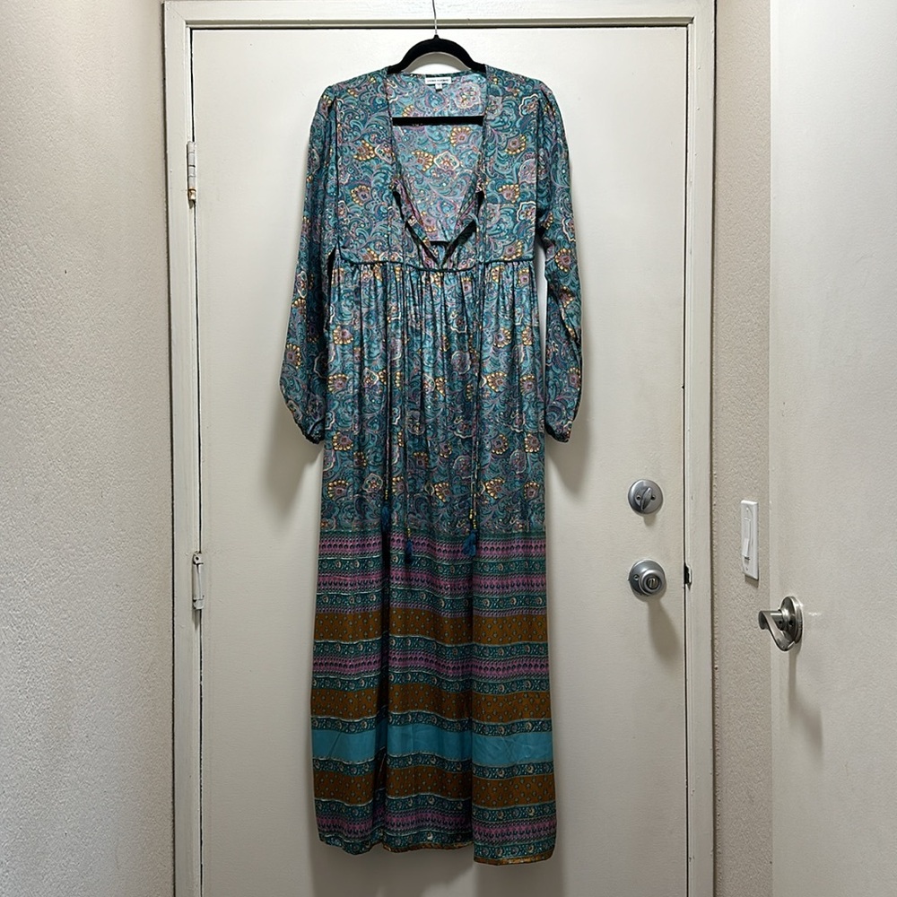 Boho Long Sleeve Silk Maxi Dress - Picture 5 of 16